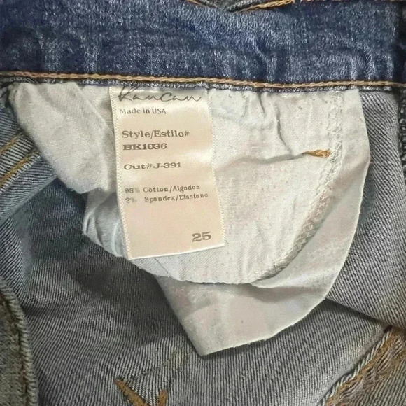 KanCan Women’s Jeans Size 25 Mid Rise Boyfriend Cropped Distressed Blue #1863 - Picture 6 of 9
